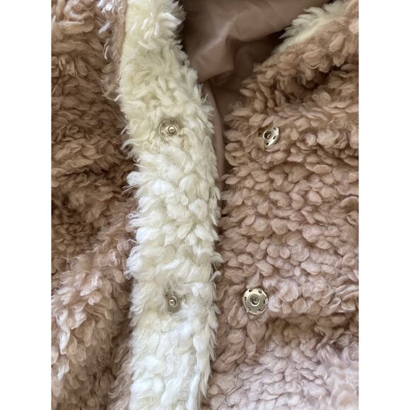Paper Crane Ultra Soft FuzzyTeddy Bear Coat M Tan Cream Soft Girl Coquette - Picture 7 of 13
